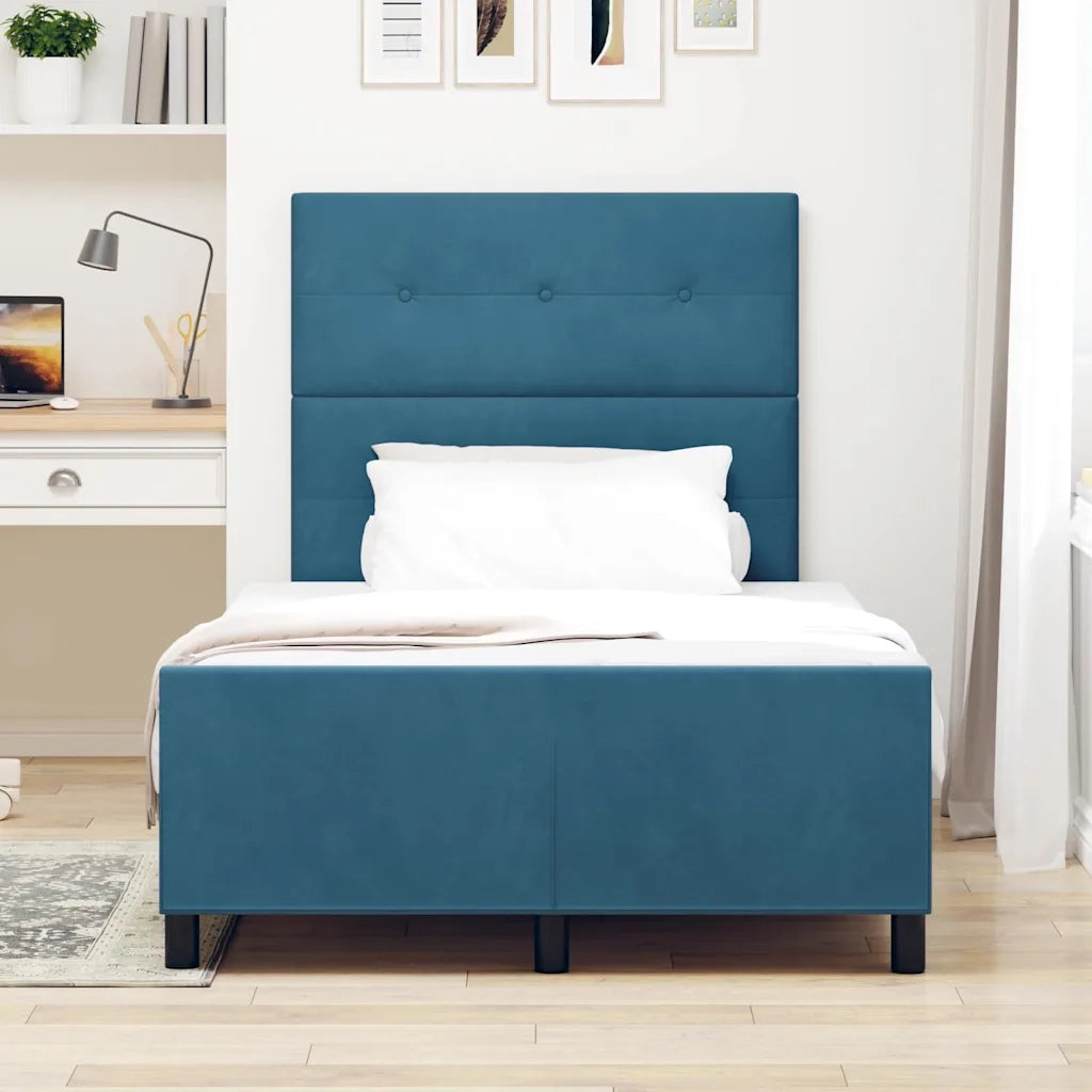 Letto a molle con testiera Blu Scuro 120 x 200 cm Velluto