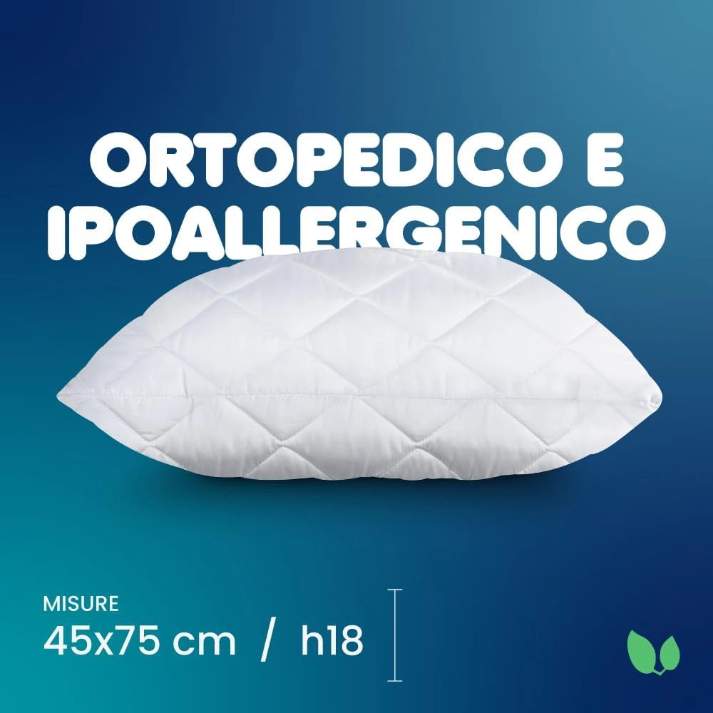 Kit 2 guanciali fiocchi in memory, cuscini memory, traspirante, anallergico e antiacaro