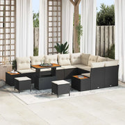 Set Divano da Giardino 12 pcs Nero polyrattan