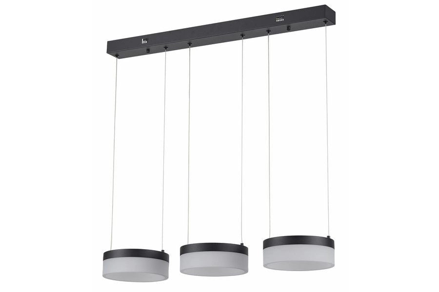 Lampada a sospensione nera 3 luci sfere acrilico LED 20W