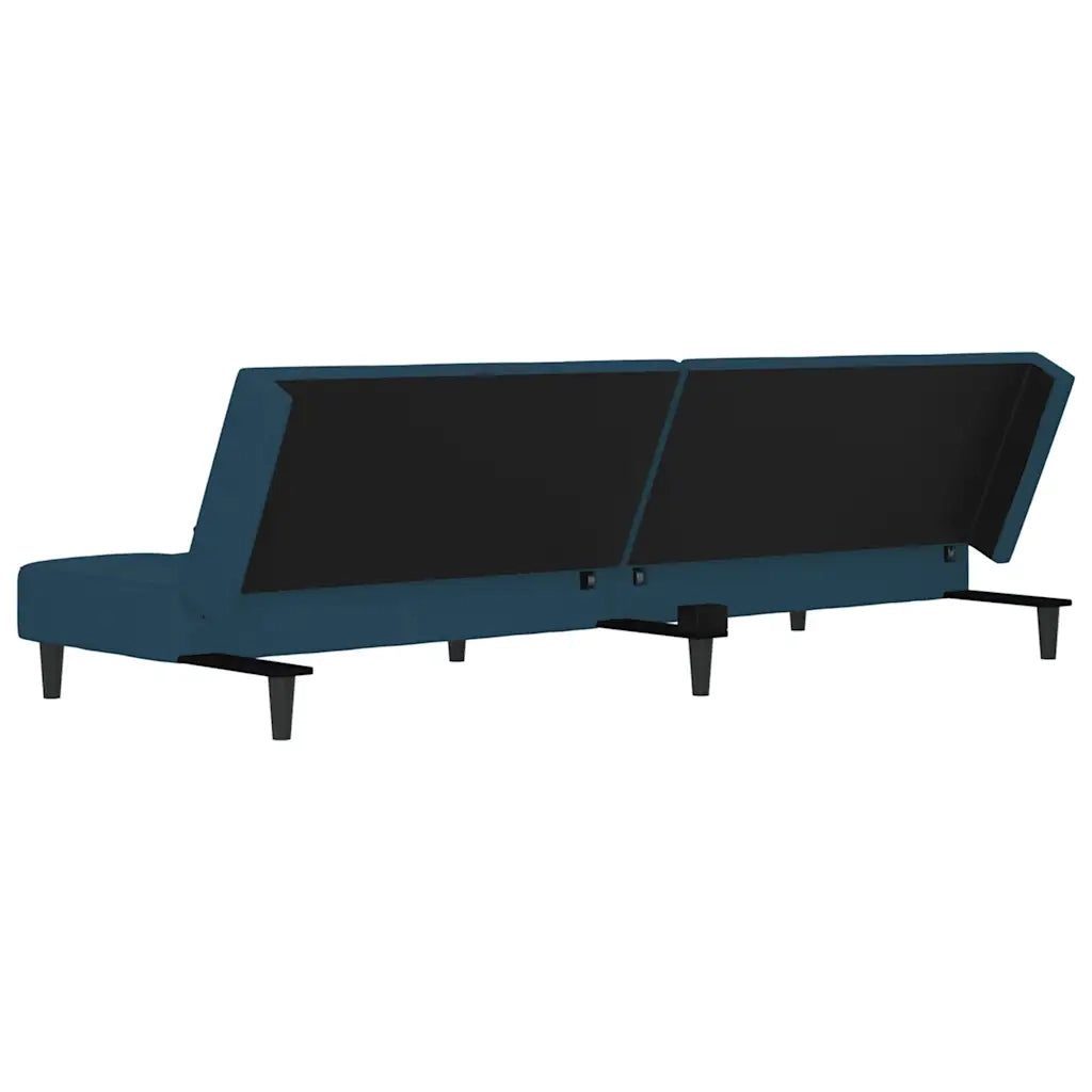 Divano Letto a 2 Posti con 2 Cuscini-Sofa Letto 2 Posti-Daybed Blu in Velluto 416767