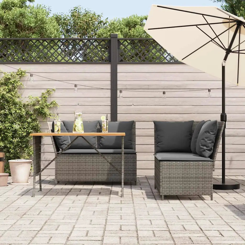 Set Divani da Giardino 3 pz con Cuscini Grigio in Polyrattan 3365343