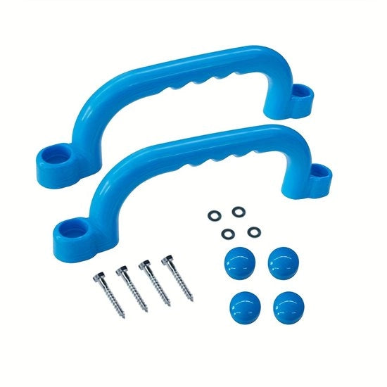 Set di sostegni per scale per bambini, composto da 2 attrezzature di allenamento sportivo | Maniglie colorate in plastica PP per strutture di gioco all'aperto e all'interno | Adatto per scale, duraturo e antiscivolo, colore cielo.