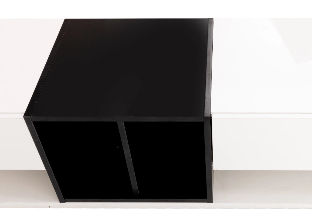 Mobile TV Lowboard ¨C MINIMAL ¨C Bianco Lucido e Nero, Cassetti e Vani