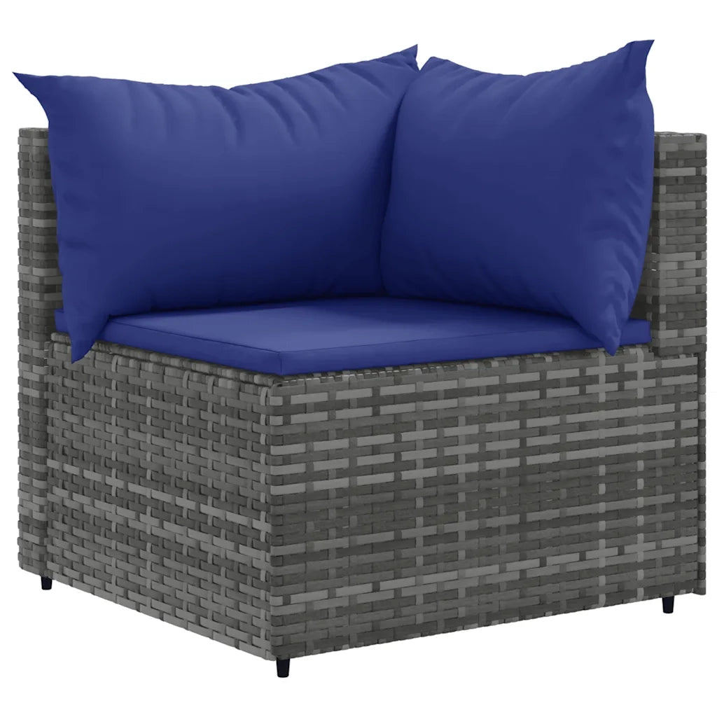 Set Divani da Giardino 7 pz con Cuscini in Polyrattan Grigio 3308223