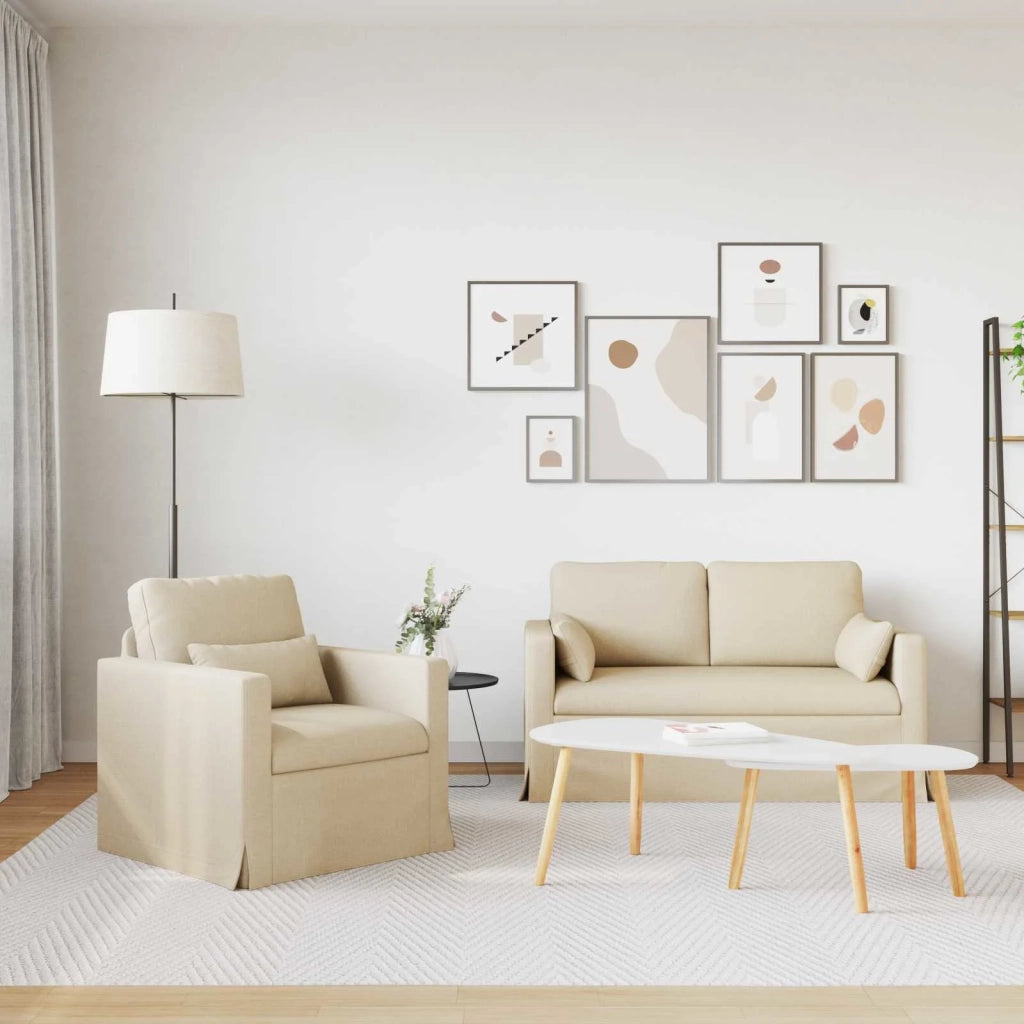 Set di divani 2 pcs Crema 139 x 78 x 80 cm Tessuto 3407498