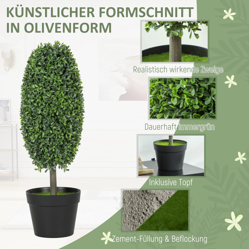 Set 2 Piante Artificiali ¨C Xylo ¨C UV-Resistenti con Vaso Cemento Verde