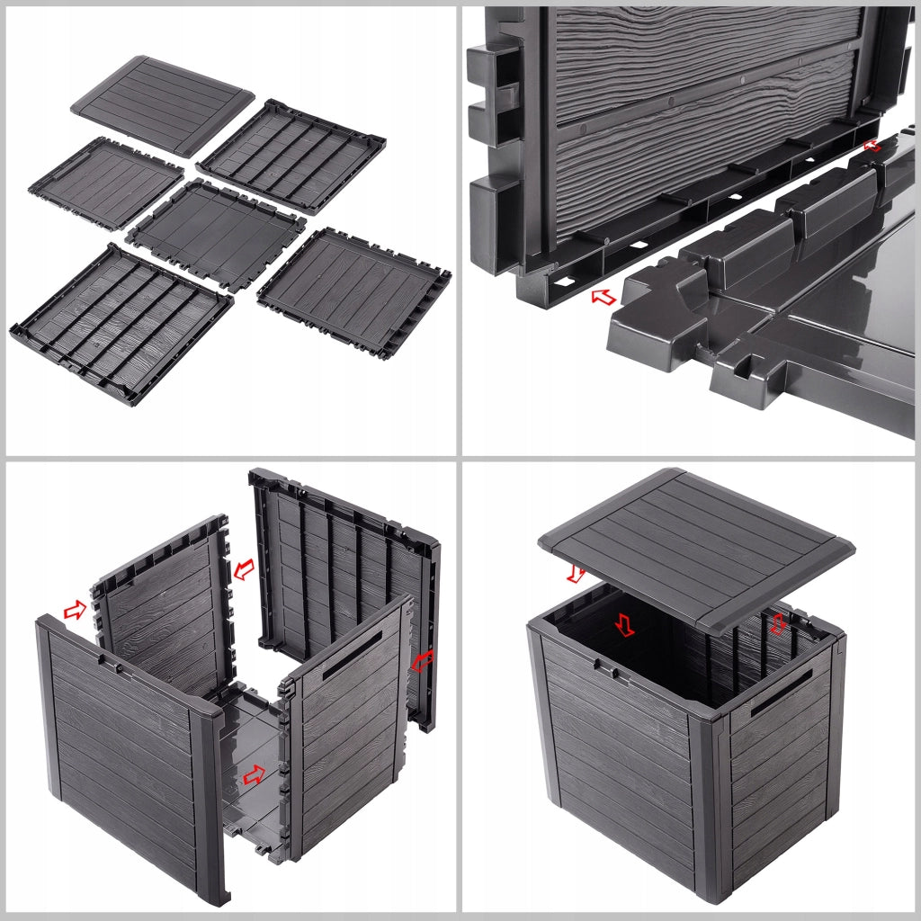 KADAX Box da giardino/balcone da 140 litri, contenitore per giardino, balcone e terrazzo.
