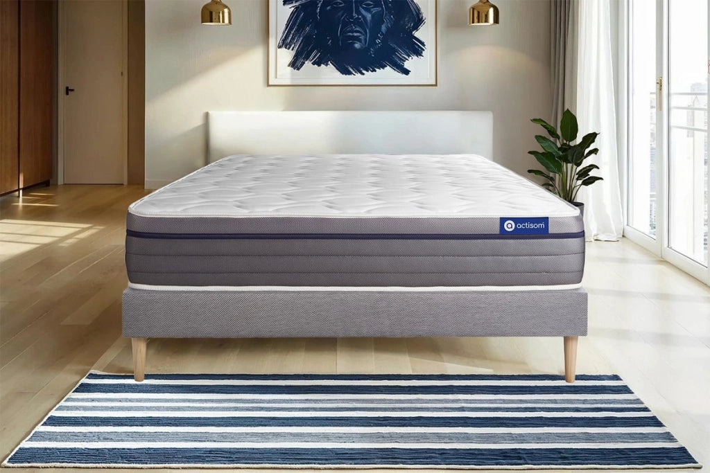 Kit rete e materasso matrimoniale Actiflex zen 150x195cm - Spessore : 26cm - Molle insacchettate e memory foam - Bilanciato -