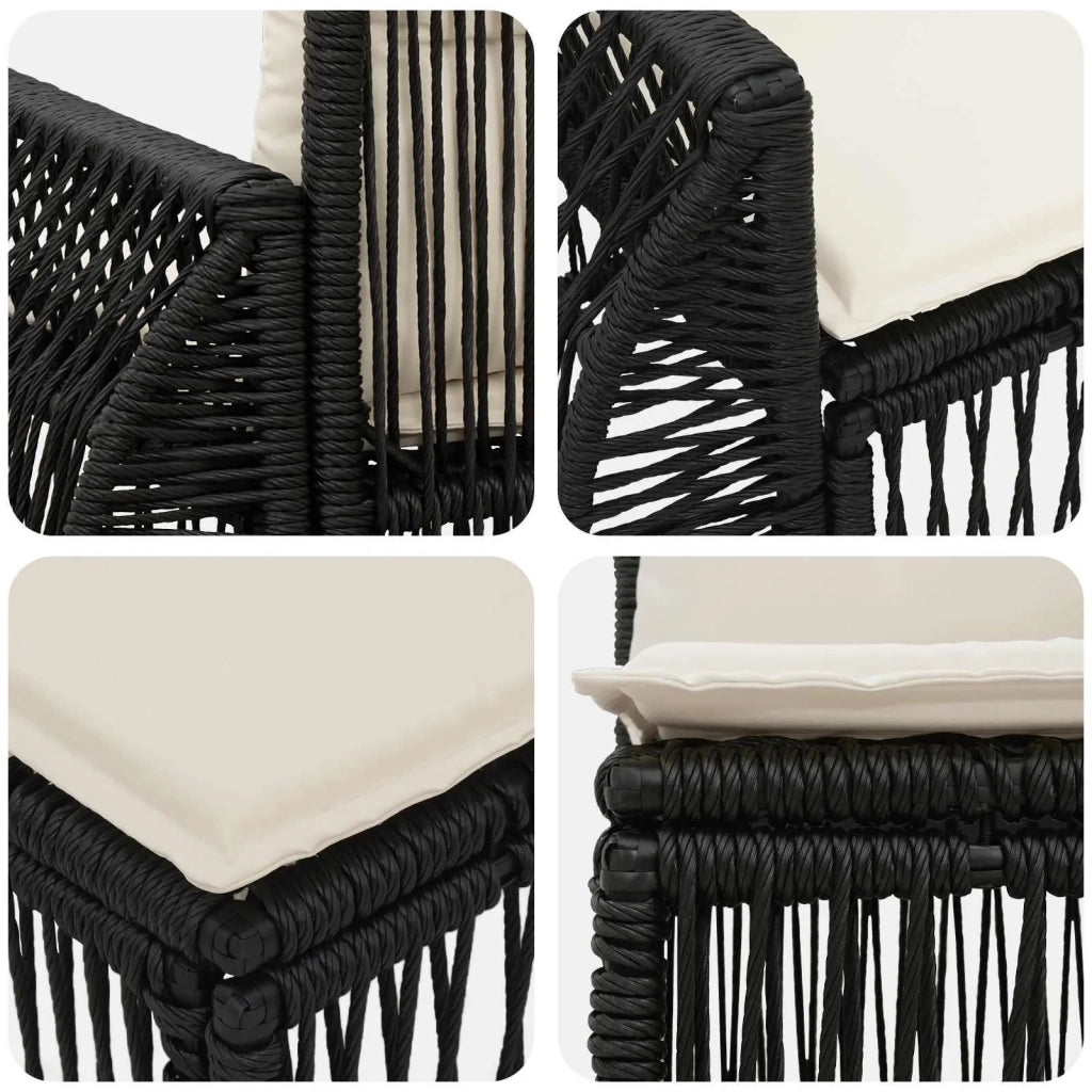 Set Divano da Giardino 12 pz Nero e Bianco Crema polyrattan 3435574