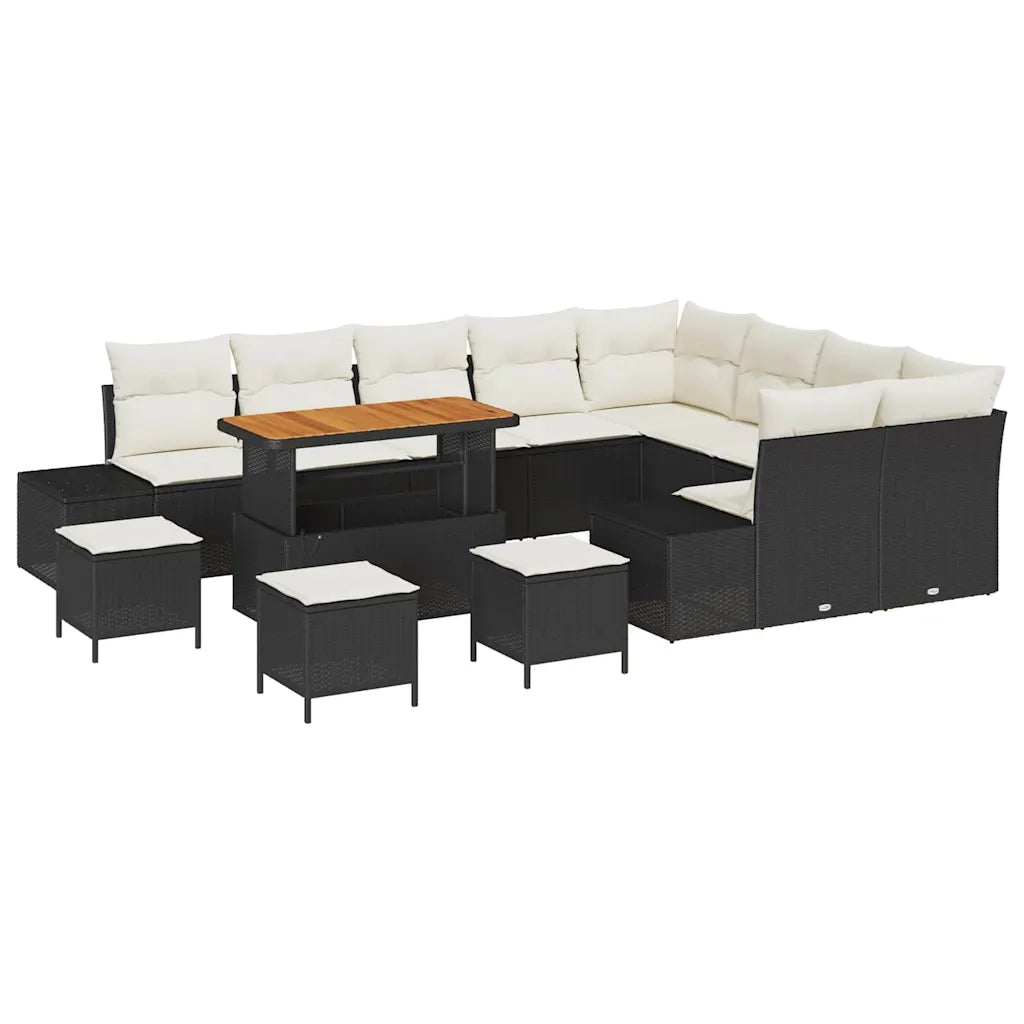 Set Divano da Giardino con cuscino 13 pcs Nero polyrattan 3362830