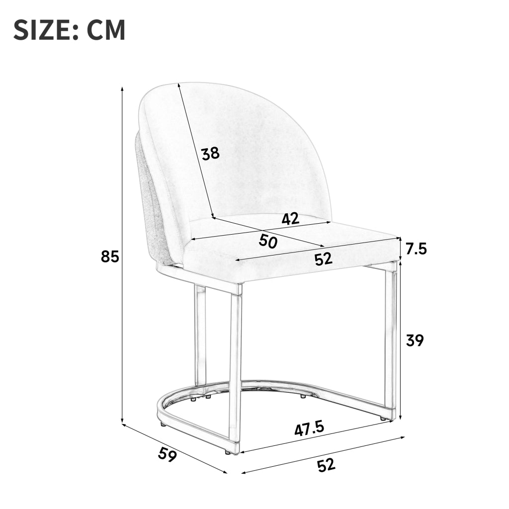 SEDIA da pranzo Set da 2 pezzi Chenille Grigio e Argento
