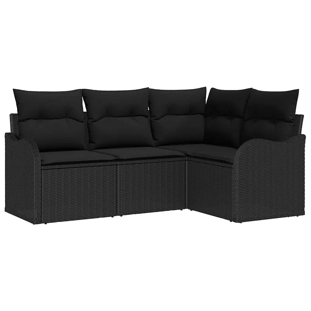 Set Divano da Giardino | Set Salotto da Giardino Nero polyrattan