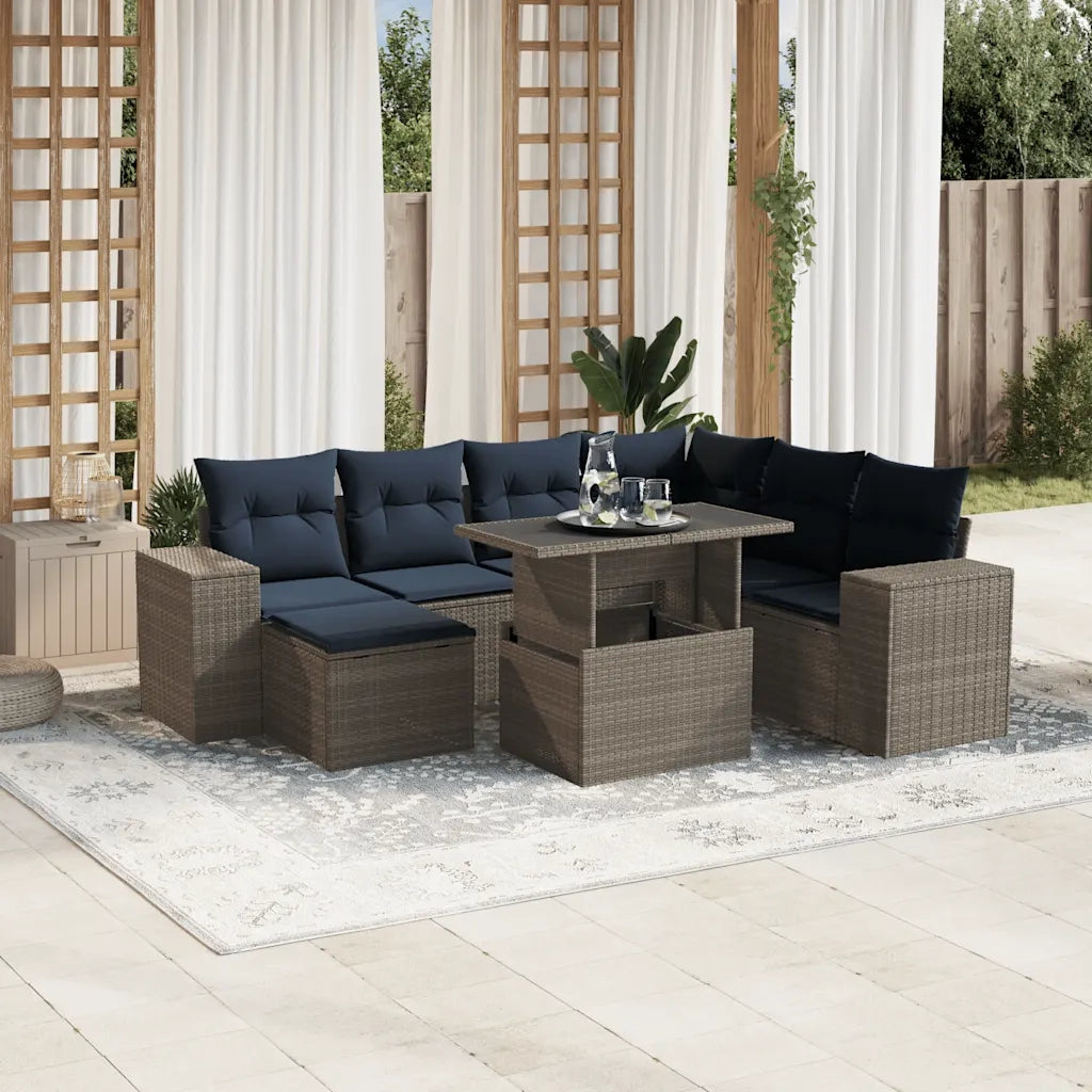 Set Divani da Giardino 8 pz con Cuscini Grigio in Polyrattan 3269331