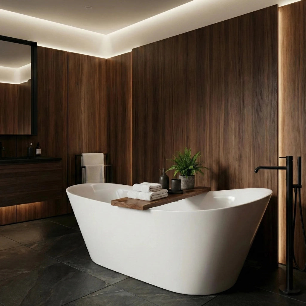 Vasca Da Bagno Freestanding In Acrilico Lusso Slim 170 Copritappo bianco