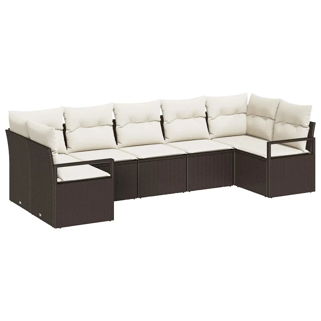 Set Divano da Giardino 7 pcs Marrone e bianco polyrattan 3355197