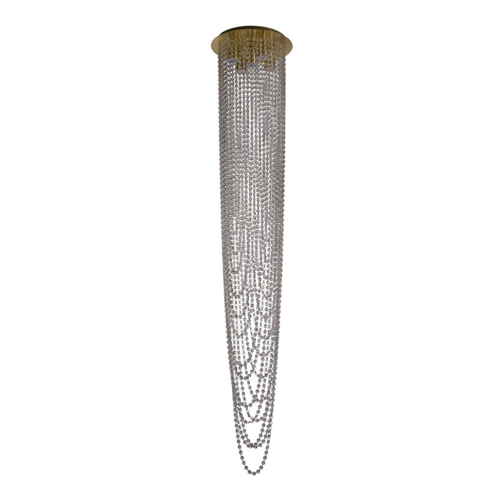 Pendente Swoop 5LT, ottone satinato e cristallo trasparente