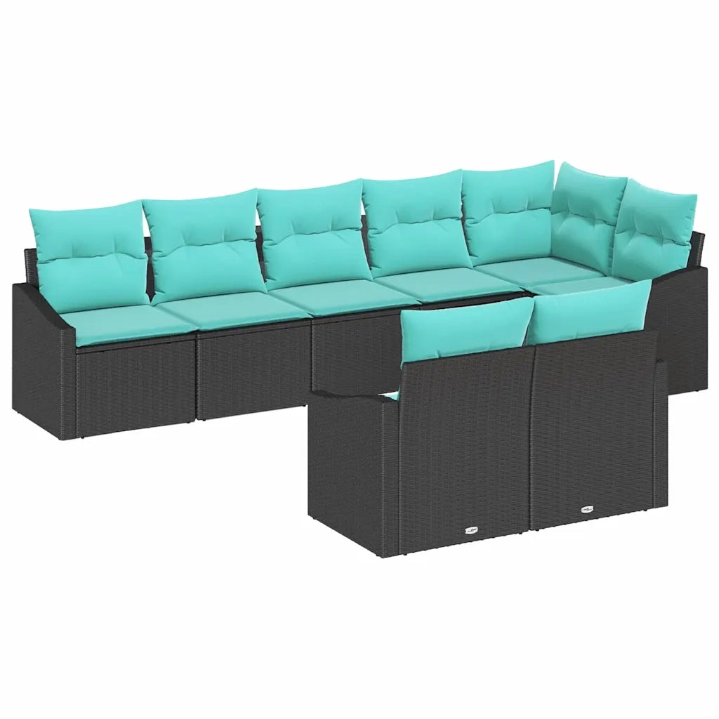 Set di divani con cuscino 8 pcs Nero polyrattan 3346776