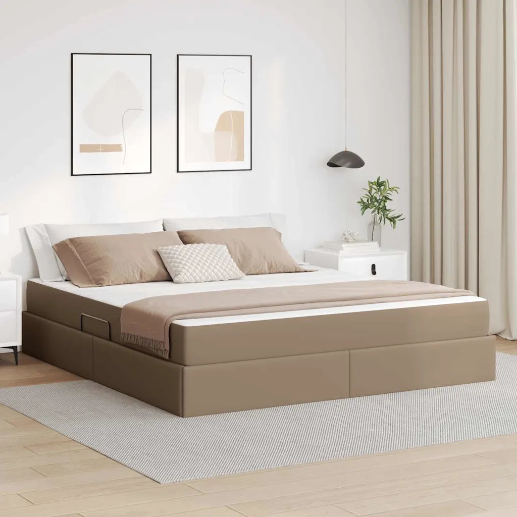 Letto con contenitore e materasso 2 pcs Cappuccino Pelle 3399623