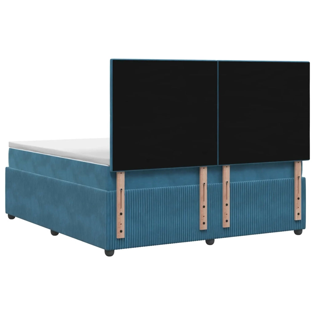 Letto Box Spring LED con Materasso Blu 160 x 200 cm Velluto 3456105
