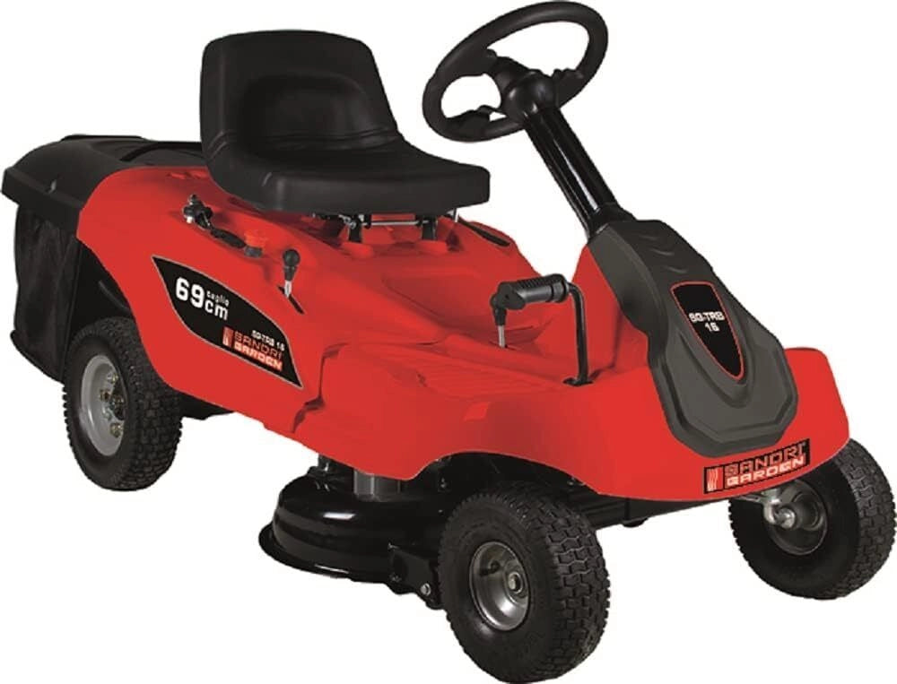 Sandrigarden SG-TRB16 Trattorino a Batteria Scarico Posteriore 69 cm 1600W Litio 48V 20.8Ah autonomia 60-90 min cesto 120 L