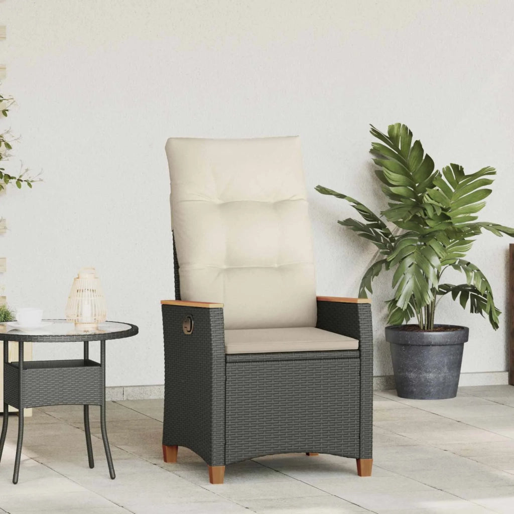 Sedia da giardino reclinabile Nero e Crema 64 x 57,5 x 112 cm 42026859