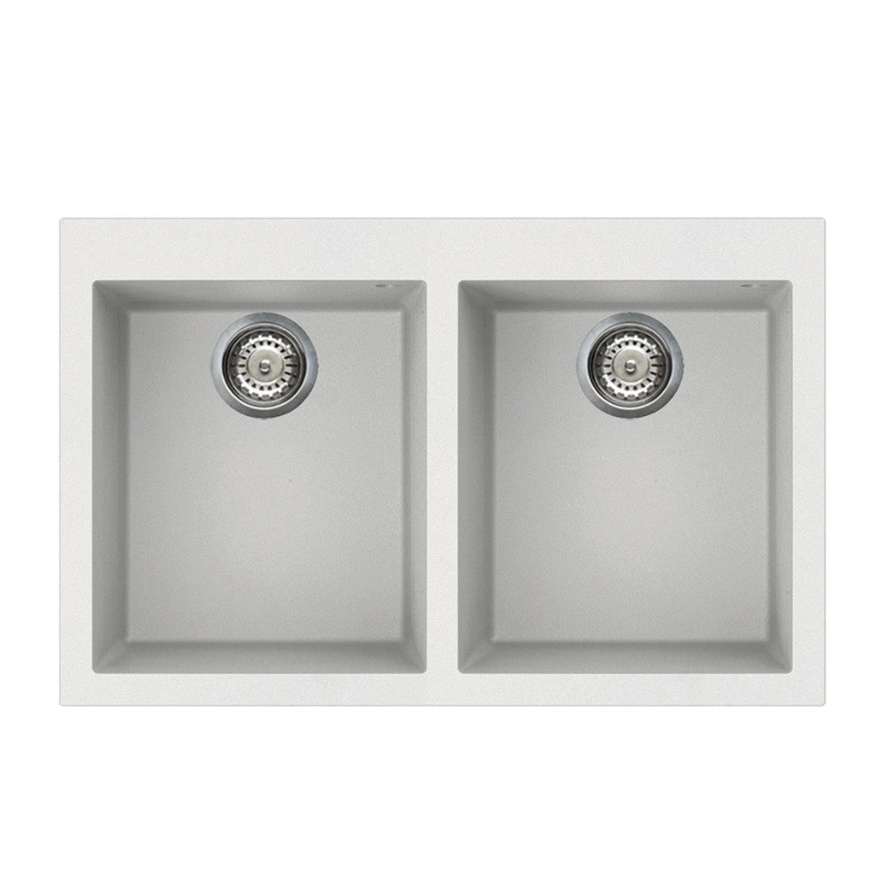 Lavello 79x50 cm 2 vasche bianco VZ3434B