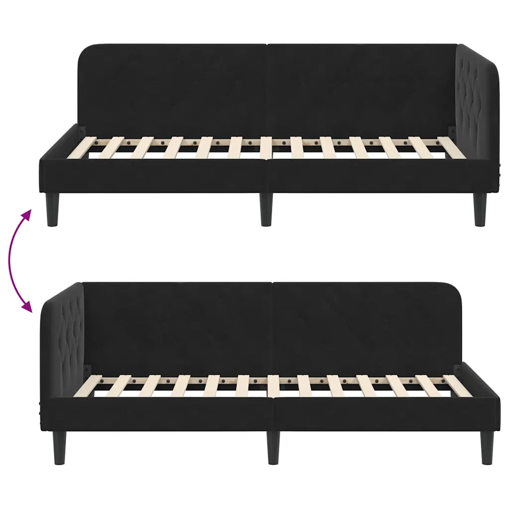 Cornice del letto ad angolo Nero 100 x 200 cm Velluto 42016621