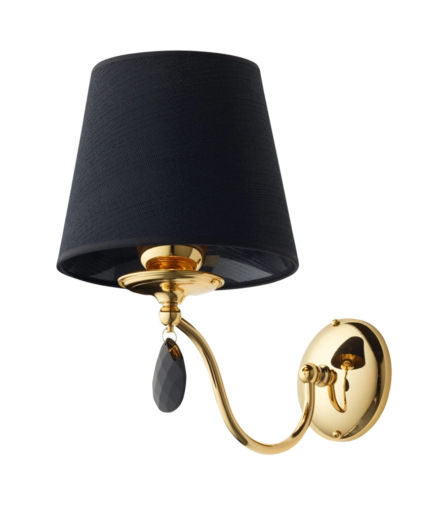Applique EGIDA oro/nera con cristallo 1xE27 15W Jupiter