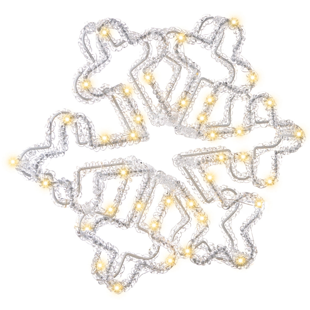 Accessorio decorativo natalizio LED per interni ed esterni Luci LED a forma di fiocco di neve Illuminazione Metallo Bianco