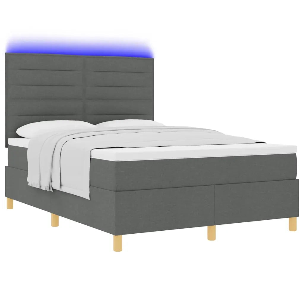 Letto a Sorgente LED Grigio scuro 140 x 200 cm Tessuto 3343027