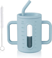 Bottiglia per pennelli in silicone da 210 ml con cappucci, setole e spazzola - Blu