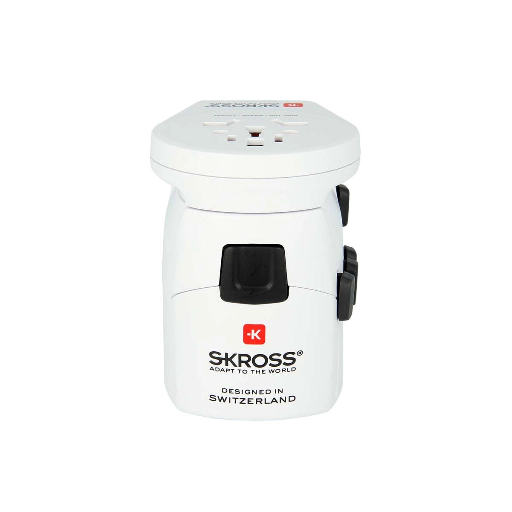 Adattatore da viaggio mondiale a 3 poli con porta USB 12W 2,4A Bianco Skross