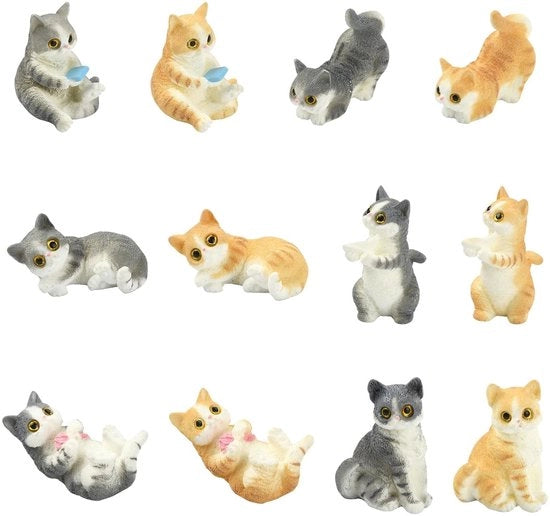 Set di 12 Hars Kat Beeldjes Miniature per Decorazione
