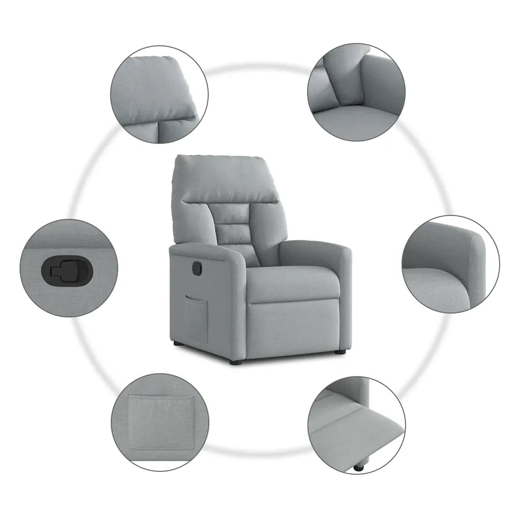 Poltrona | Sedia Relax Reclinabile in Tessuto Grigio Chiaro