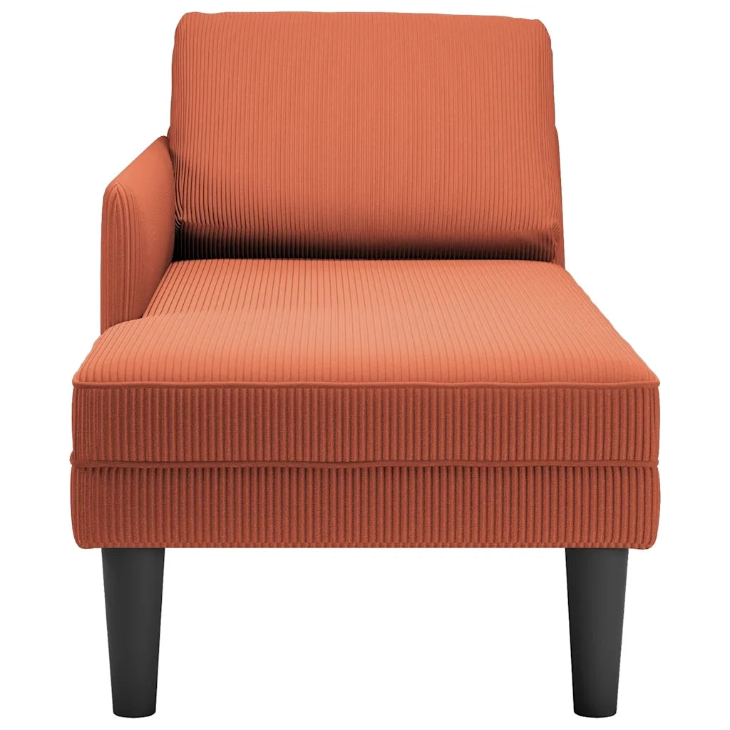 Sdraio con Cuscino Destro in Velluto a Coste Rosso Arancione 4009822