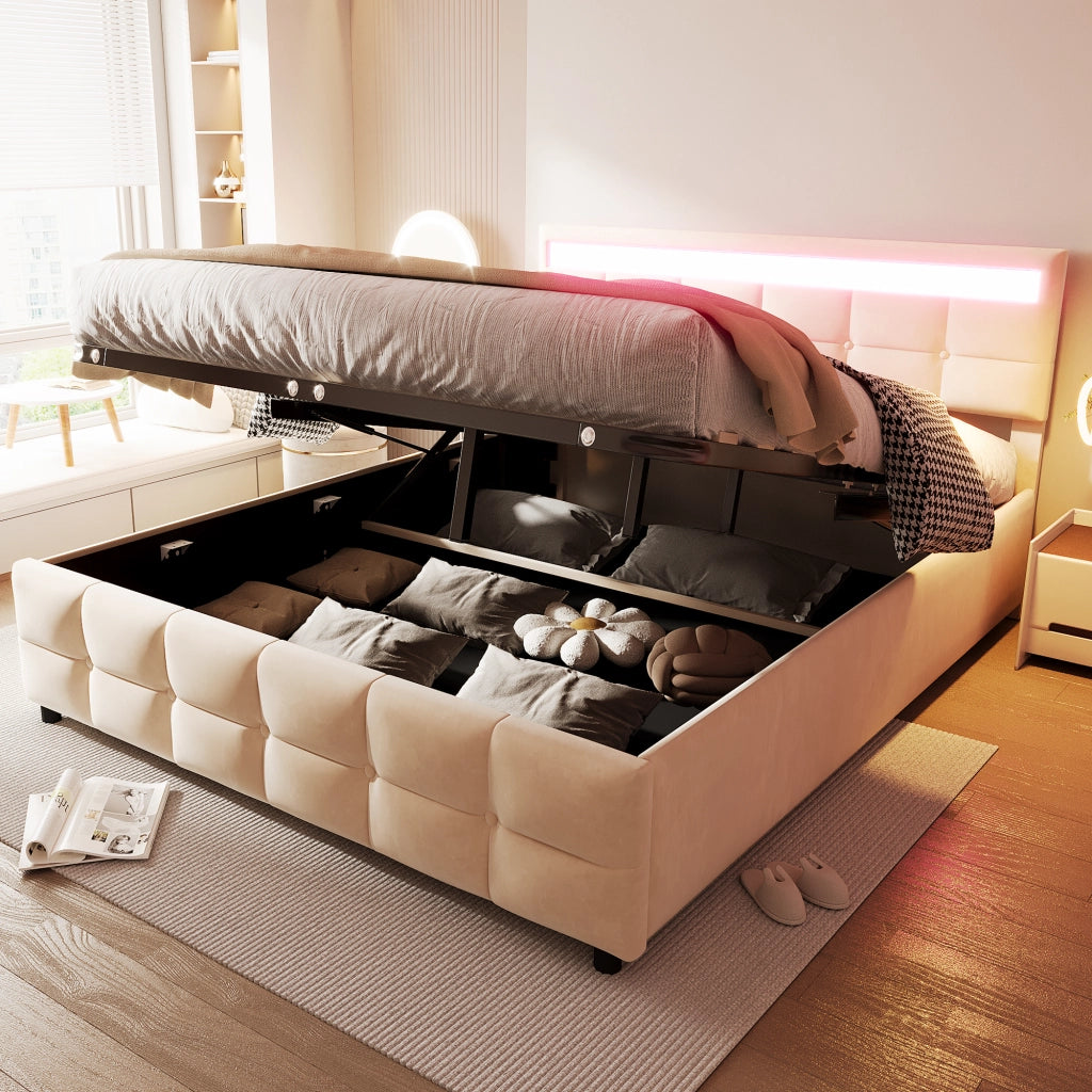 letto imbottito velluto olandese beige 180 x 200 cm
