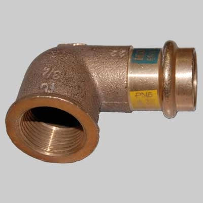 RACCORDO BRONZO GOMITO FEMMINA A PRESSARE  18 x 3/4     MADE IN ITALY