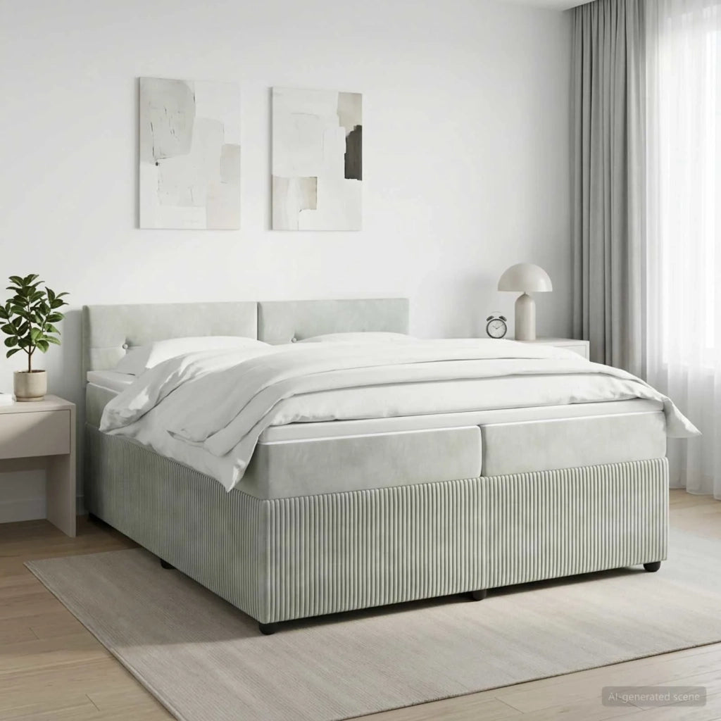 Letto box spring con materasso Grigio Chiaro 200 x 200 cm 3451745