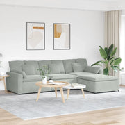 Divano Modulare con Poggiapiedi e Cuscini Grigio Chiaro 3321069