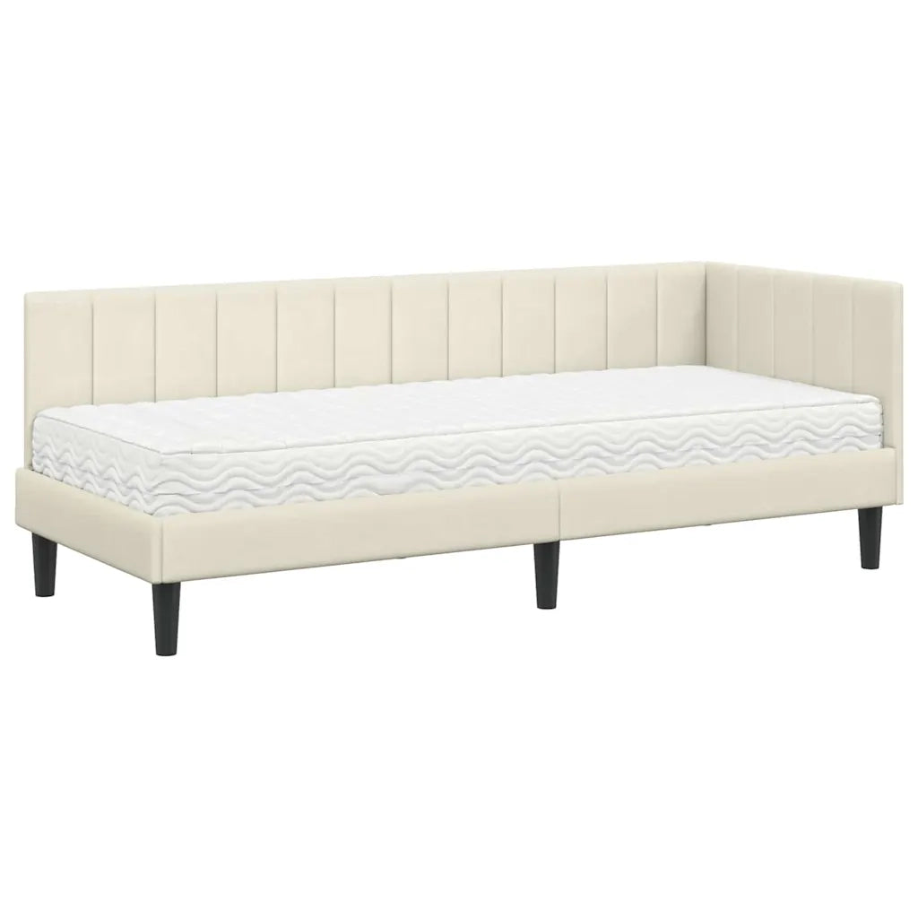 Struttura Letto Angolare con Materasso 2 pcs Crema Velluto 3393885