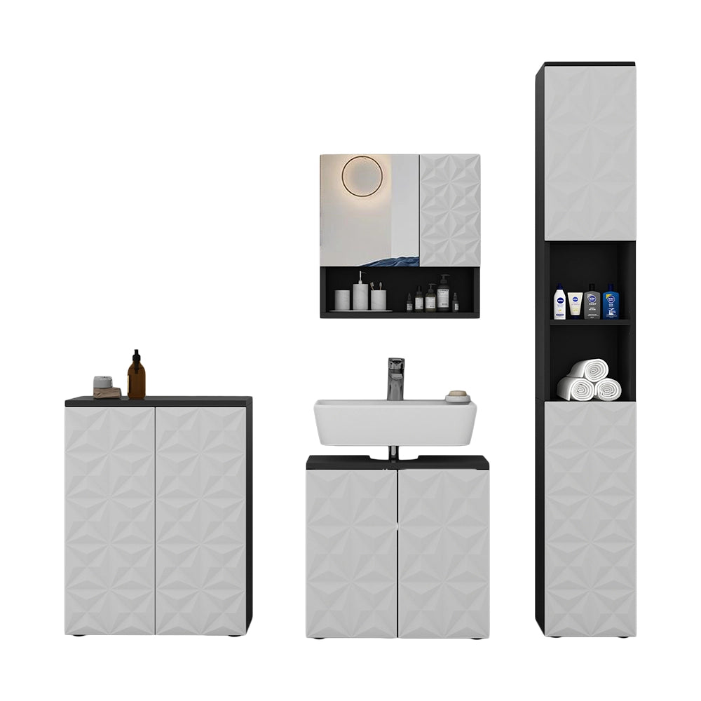Vicco Set di mobili da bagno Nero 4 parti