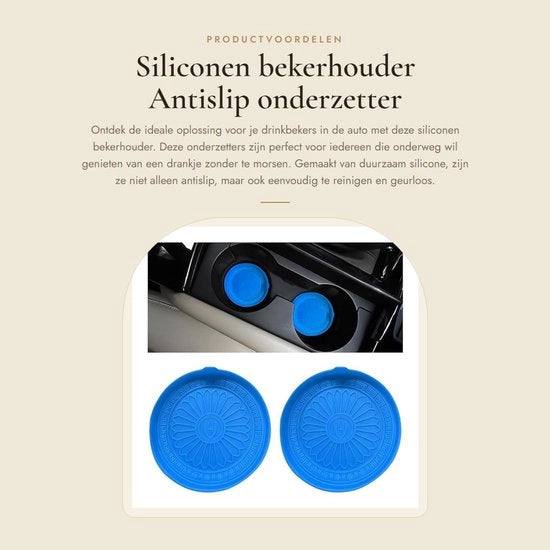 Supporto per bicchieri antiscivolo - 2 pezzi - Silicone duraturo - 7 cm - Supporto universale per auto