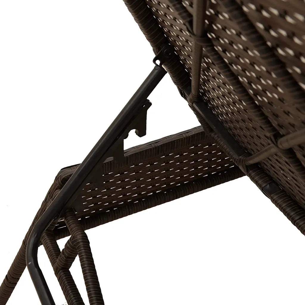 Lettino prendisole con Cuscino in Polyrattan Marrone 4002708