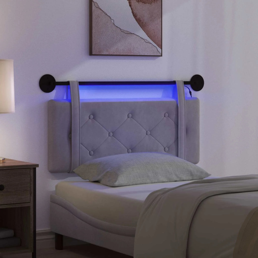 Testiera | Testata sospesa Con luce LED Grigio Chiaro Velluto