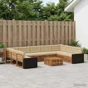 Set di divani da esterno con cuscino 10 pcs Naturale e Beige 3383876