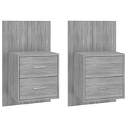 Set di 2 Comodini | Armadio da Notte | Mobiletto da notte a Muro Grigio Sonoma