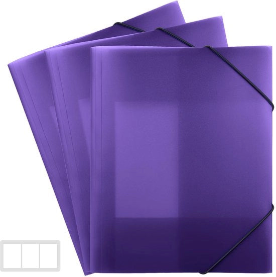 Set di mappe A4, 3 pezzi, con cerniera elastica, banda laterale, materiale PP, robusto e duraturo, set di documenti
