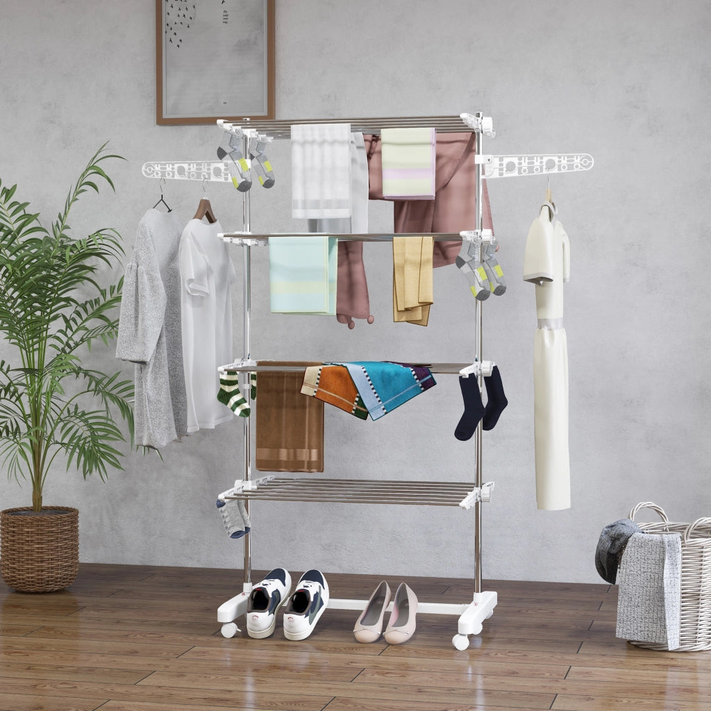 Stendino Pieghevole Verticale ¨C Minimal ¨C Acciaio e Plastica, 142x55x172 cm
