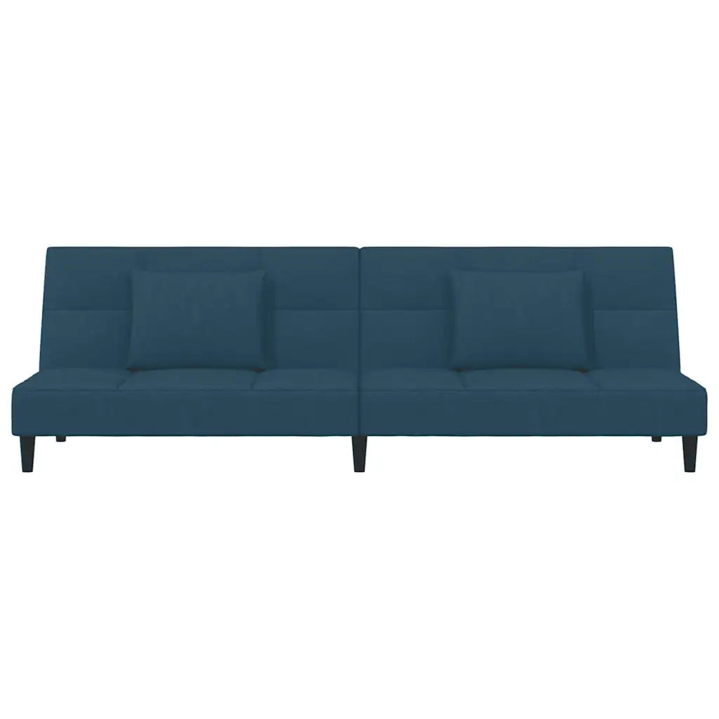 Divano Letto a 2 Posti con 2 Cuscini-Sofa Letto 2 Posti-Daybed Blu in Velluto 416767